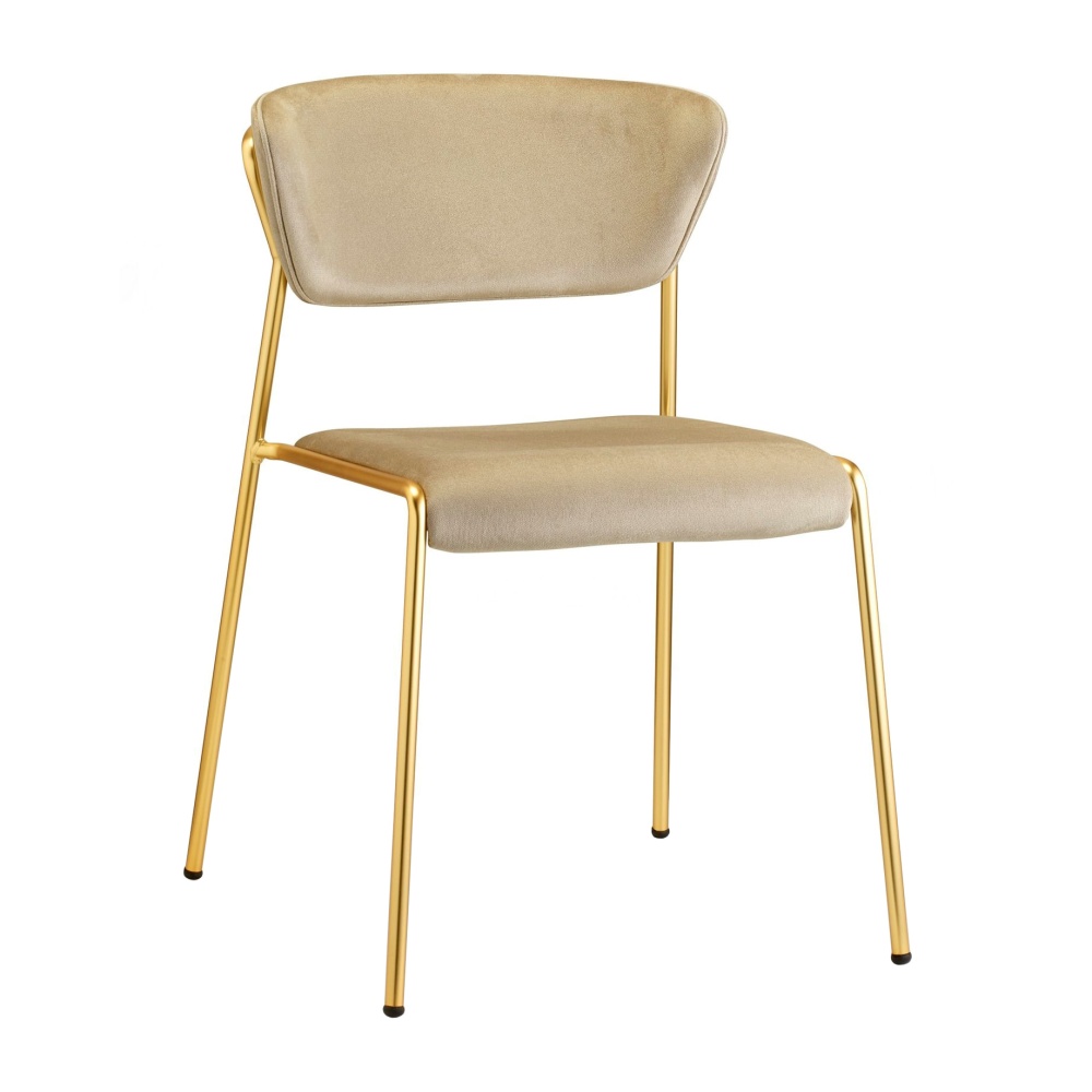 Stackable chair in fabric with satin brass steel frame A-2853 Lisa Stackable chair in fabric with satin brass steel frame A-2853 Lisa