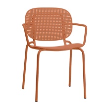 Metal stackable chair with armrests B-2504 Si-Si
