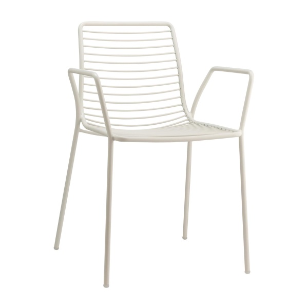 Metal stackable chair with armrests