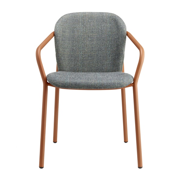 Chair upholstered with metal frame
