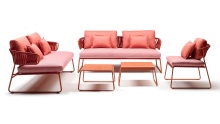 2/3 seater garden metal sofa with braided PVC back D-2885 Lisa Club