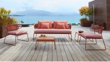 2/3 seater garden metal sofa with braided PVC back D-2885 Lisa Club
