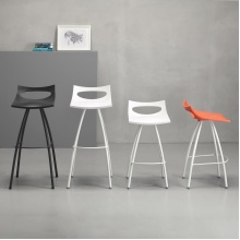 Technopolymer bar stool mini with steel trestle base H-2292 Diablito