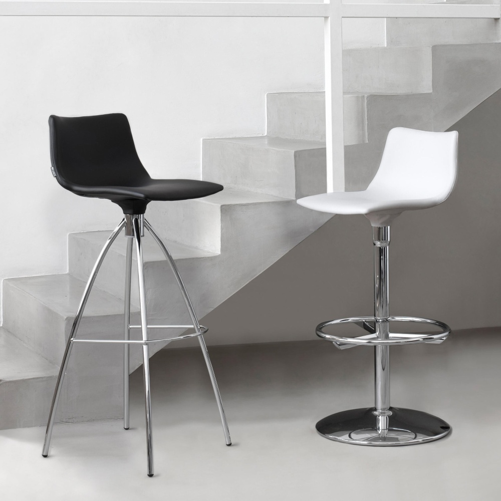 Height-adjustable swivel stool with steel base and upholstered seat with polycarbonate core H-2373 Day Up Pop