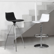 Height-adjustable swivel stool with steel base and upholstered seat with polycarbonate core H-2373 Day Up Pop
