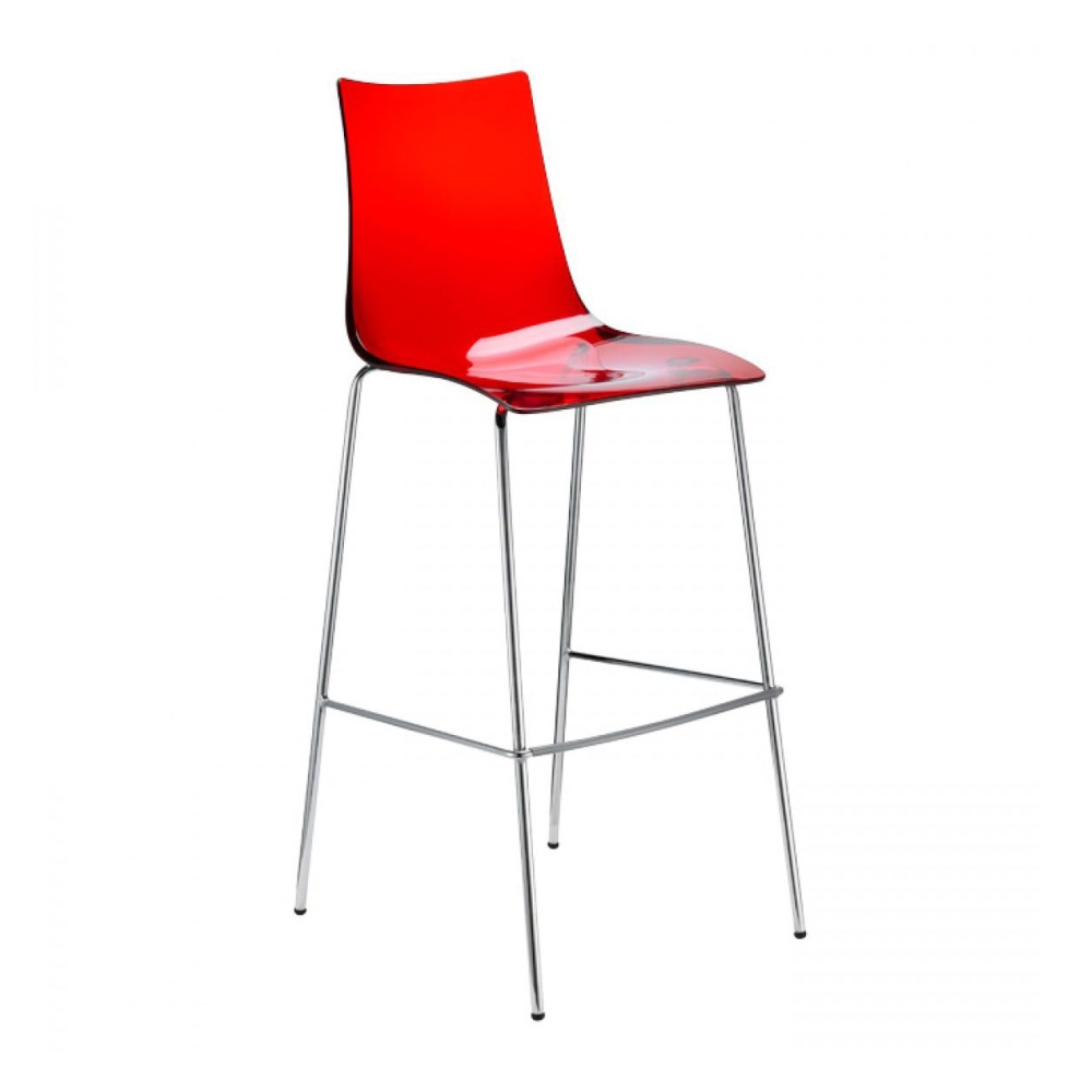Bar stool with legs in steel and polycarbonate shell H-2545 Zebra