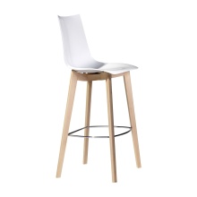 Bar stool with legs in beech and polycarbonate shell H-2810 Natural Zebra