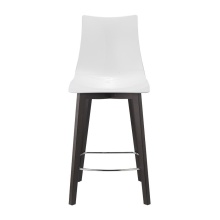 Bar stool mini with legs in beech and polycarbonate shell H-2811 Natural Zebra