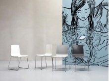 Stackable technopolymer chair with steel sled base A-2677 Alice