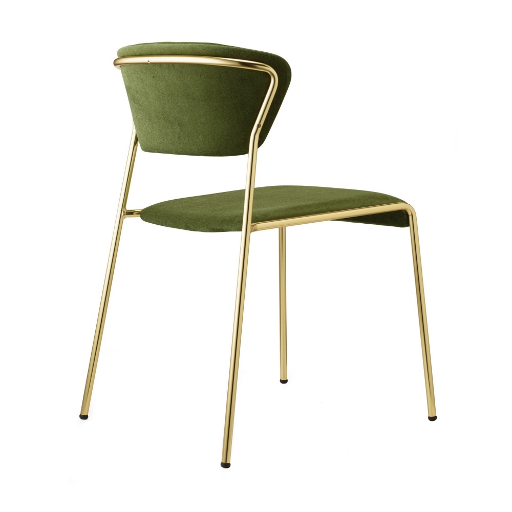 Stackable chair in fabric with satin brass steel frame A-2853 Lisa Stackable chair in fabric with satin brass steel frame A-2853 Lisa