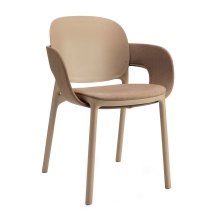 Patio technopolymer chair with padded seat and armrests B-2384 HUG