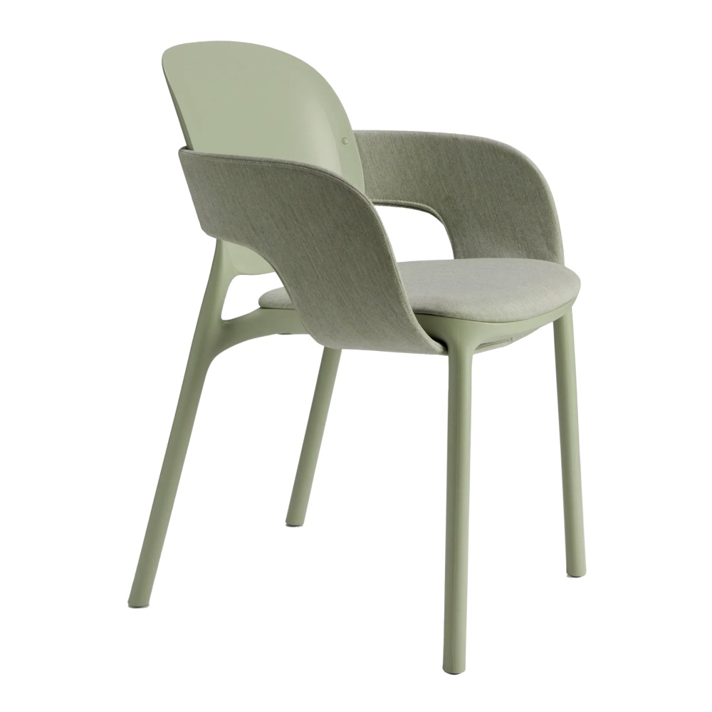 Patio technopolymer chair with padded seat and armrests B-2384 HUG