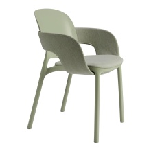 Patio technopolymer chair with padded seat and armrests B-2384 HUG