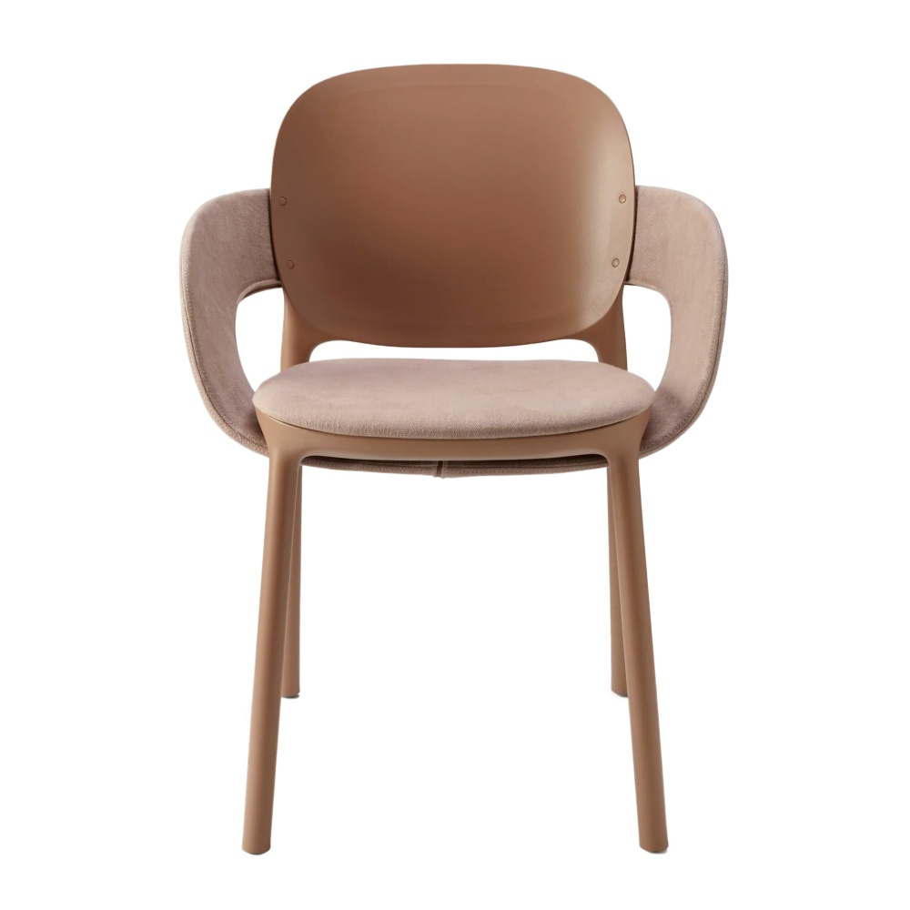Patio technopolymer chair with padded seat and armrests B-2384 HUG