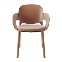 Patio technopolymer chair with padded seat and armrests B-2384 HUG