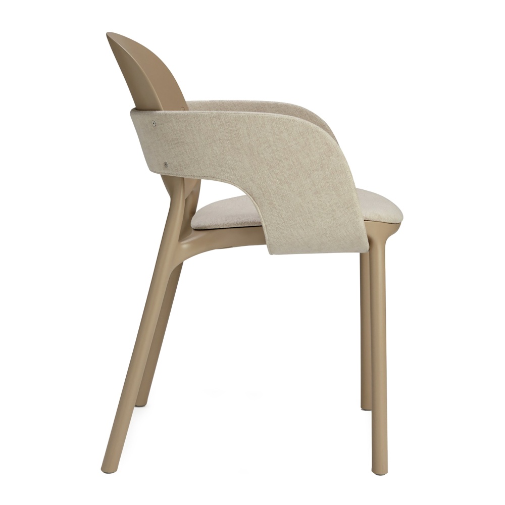 Patio technopolymer chair with padded seat and armrests B-2384 HUG