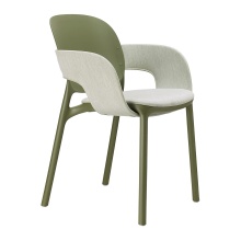 Patio technopolymer chair with padded seat and armrests B-2384 HUG
