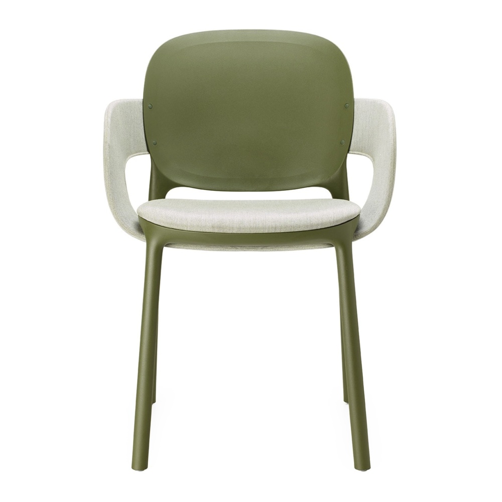 Patio technopolymer chair with padded seat and armrests B-2384 HUG
