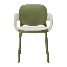 Patio technopolymer chair with padded seat and armrests B-2384 HUG
