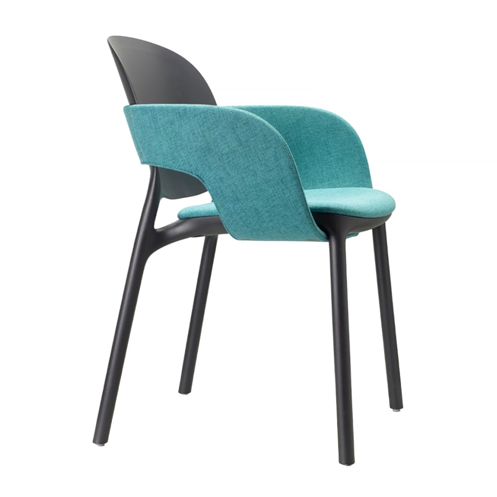 Patio technopolymer chair with padded seat and armrests B-2384 HUG