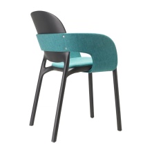 Patio technopolymer chair with padded seat and armrests B-2384 HUG