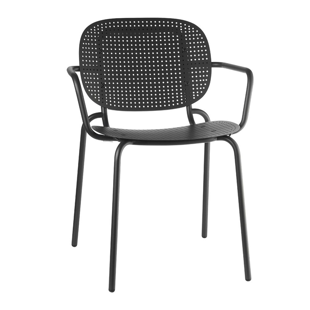 Metal stackable chair with armrests B-2504 Si-Si