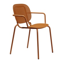 Metal stackable chair with armrests B-2504 Si-Si