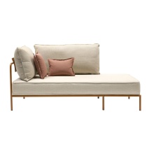 Outdoor metal chaise longue with left armrest FLAP