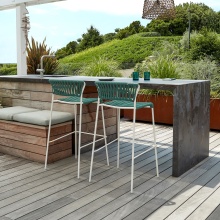 Stackable outdoor bar stool in steel and woven nautical rope H-2871 Lisa Filo