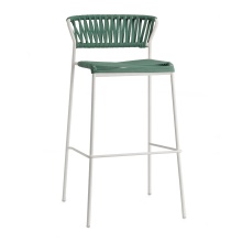 Stackable outdoor bar stool in steel and woven nautical rope H-2871 Lisa Filo