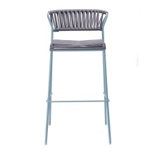 Stackable outdoor bar stool in steel and woven nautical rope H-2871 Lisa Filo