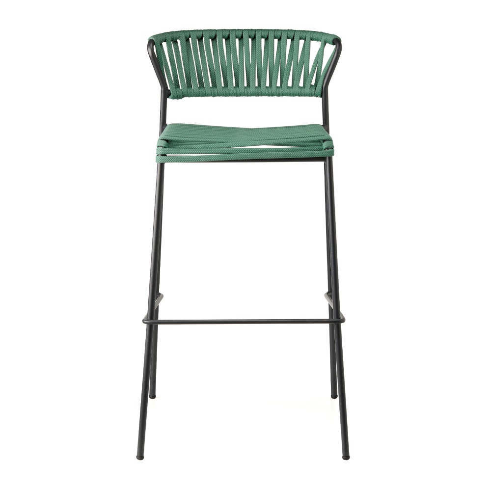 Stackable outdoor bar stool in steel and woven nautical rope H-2871 Lisa Filo