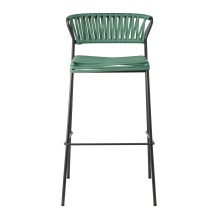 Stackable outdoor bar stool in steel and woven nautical rope H-2871 Lisa Filo