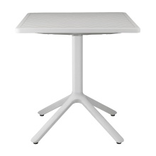 Garden table with aluminium column, technopolymer base and top Eco 70x70