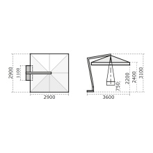 Aluminium side post cantilever umbrella Rimini 3x3m