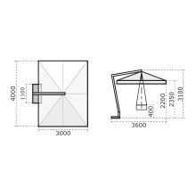 Aluminium side post cantilever umbrella Rimini 3x4m Aluminium side post cantilever umbrella Rimini 3x4m