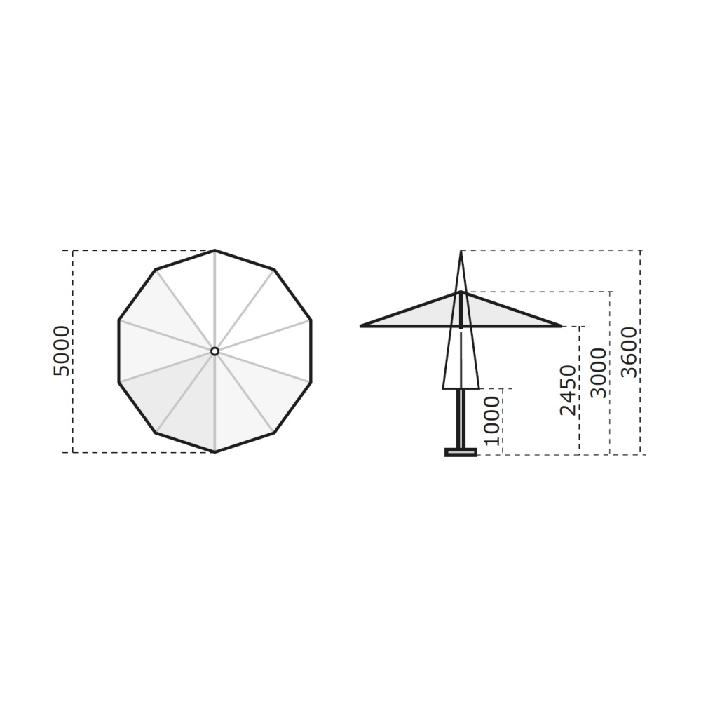Большой зонт телескопический из дерева Palladio Telescopic Ø 5м
