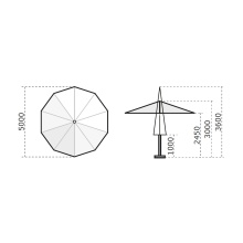 Большой зонт телескопический из дерева Palladio Telescopic Ø 5м