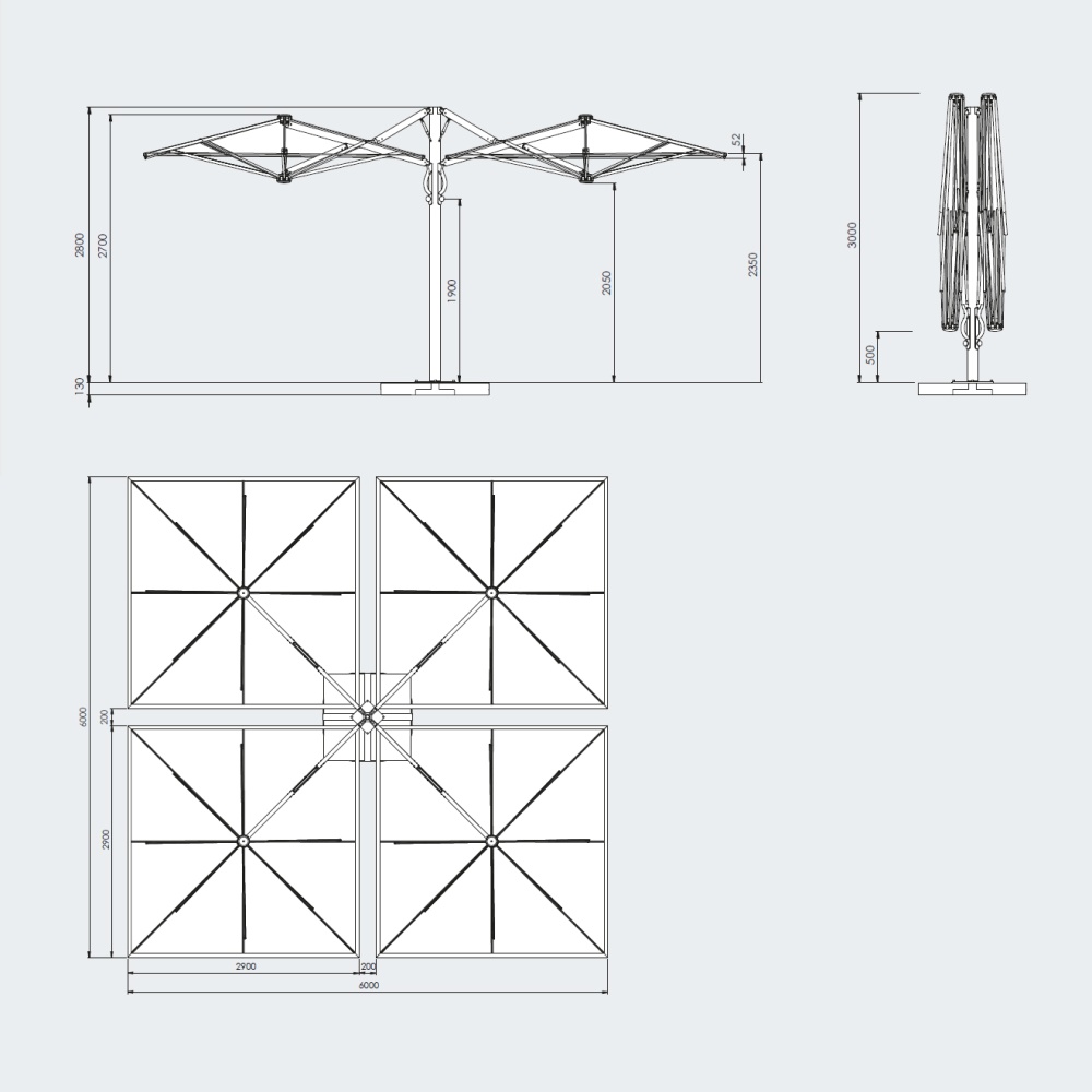 Parasol à quatre coupoles 6×6 m Galaxy Quattro C6060 Parasol à quatre coupoles 6×6 m Galaxy Quattro C6060