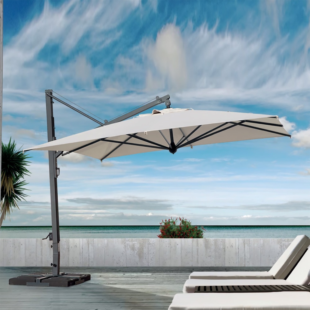 Aluminium cantilever umbrella with retractable opening and closing system Galileo 3x3m Aluminium cantilever umbrella with retractable opening and closing system Galileo 3x3m