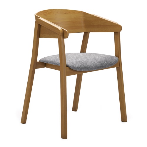Beech armchair with upholstered seat