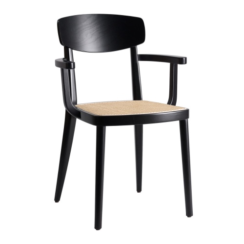 Beech armchair with caned seat