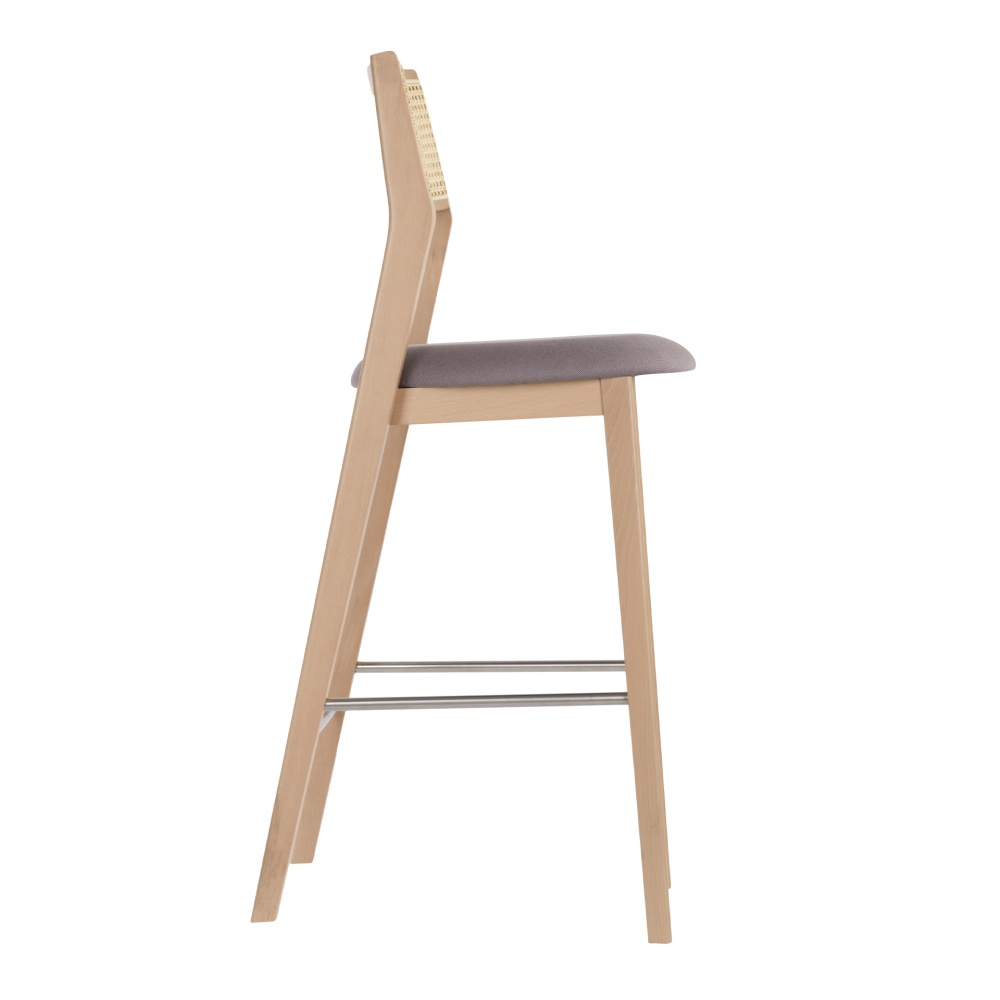 Beech cane back bar stool with upholstered seat H-Malla