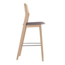 Beech cane back bar stool with upholstered seat H-Malla