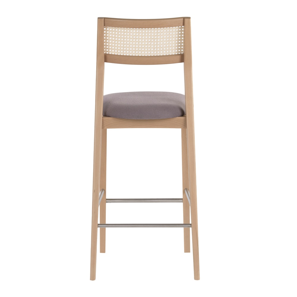 Beech cane back bar stool with upholstered seat H-Malla
