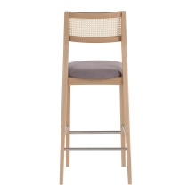 Beech cane back bar stool with upholstered seat H-Malla