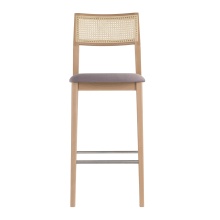 Beech cane back bar stool with upholstered seat H-Malla