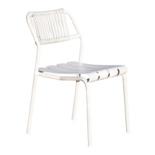 Stackable aluminium chair with weaven rope backrest Verdea