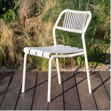 Stackable aluminium chair with weaven rope backrest Verdea