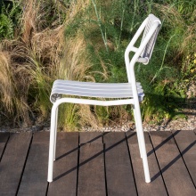 Stackable aluminium chair with weaven rope backrest Verdea